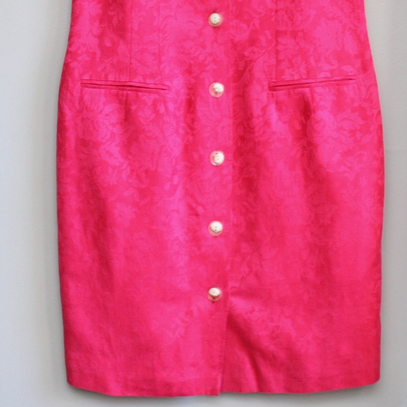 For Pete's Sake Vintage Sleeveless Floral Jacquard Pink Button Dress Size 12 - Picture 7 of 7